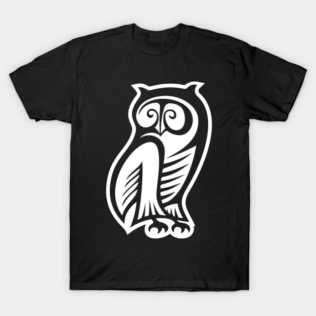 Owl Symbol White T-Shirt by sifis